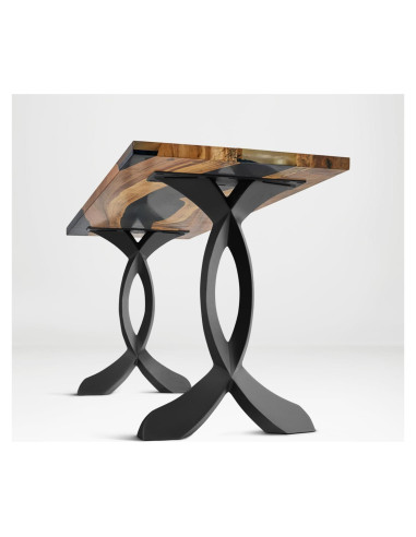 Patas de Mesa Curva Flowyline de Metal Negro 71.1 cm Ajustables