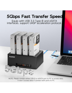 Estación de Acoplamiento MAIWO 4 Bahías Clonador HDD SSD 96TB 2
