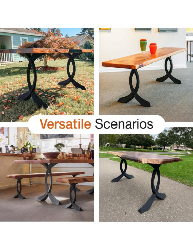 Patas de Mesa Curva Flowyline de Metal Negro 71.1 cm Ajustables