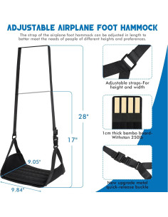 Hamaca para pies de avión Quinnsus ajustable 43-71 cm 2