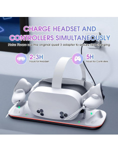 Base de Carga para Meta Quest 3S con 2 Baterías Recargables 2