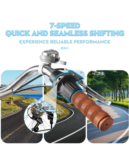 Bicicleta de Playa Plegable Kaiwrxin 26" 7 Velocidades Azul