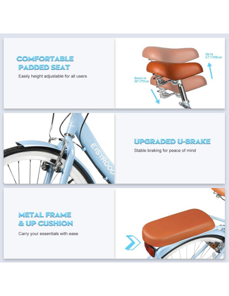 Bicicleta de Playa Plegable Kaiwrxin 26" 7 Velocidades Azul