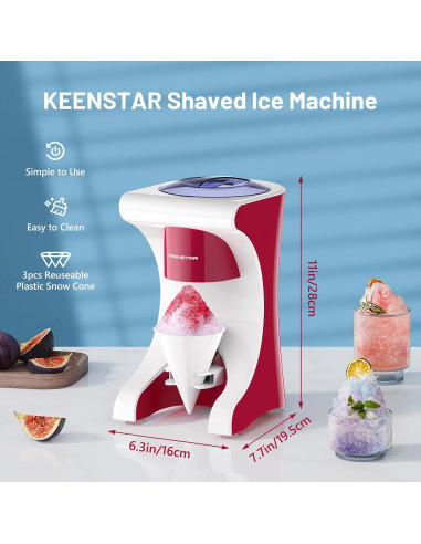 Máquina de Hielo Raspado KEENSTAR con 3 Tazas Reutilizables
