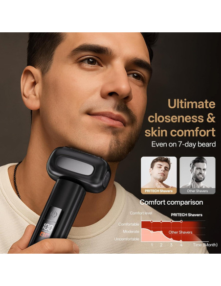 Afeitadora eléctrica PRITECH 4D impermeable con pantalla LED