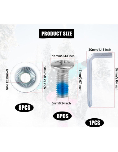 Juego de Tornillos para Snowboard BOXOB 16 Piezas Acero Inoxidable