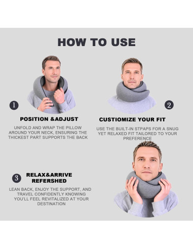 Almohada de Viaje VOTEUR para Cuello Espuma de Memoria Gris