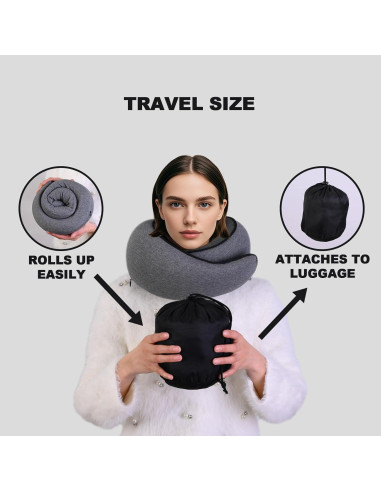 Almohada de Viaje VOTEUR para Cuello Espuma de Memoria Gris