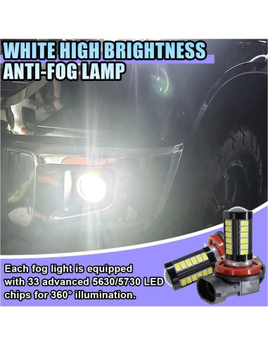2 Bombillas LED H11 LHDOS Luz de Niebla 1500 Lumen 6500K