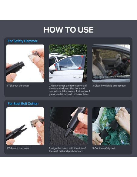 Martillo de Seguridad VisionSync CA005 2 en 1 Cortador y Rompedor