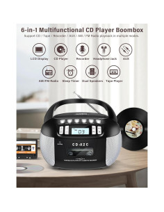 Reproductor de CD Boombox Lychee CD-X2C con Radio AM/FM 2