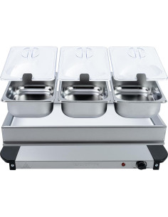 Calentador Eléctrico de Comida Restaurantware con 3 Sartenes 2