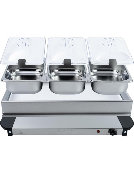 Calentador Eléctrico de Comida Restaurantware con 3 Sartenes
