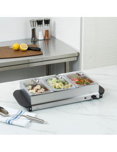 Calentador Eléctrico de Comida Restaurantware con 3 Sartenes