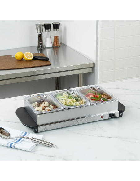 Calentador Eléctrico de Comida Restaurantware con 3 Sartenes