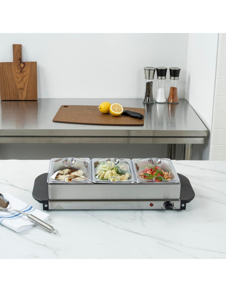 Calentador Eléctrico de Comida Restaurantware con 3 Sartenes