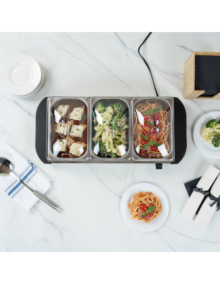 Calentador Eléctrico de Comida Restaurantware con 3 Sartenes