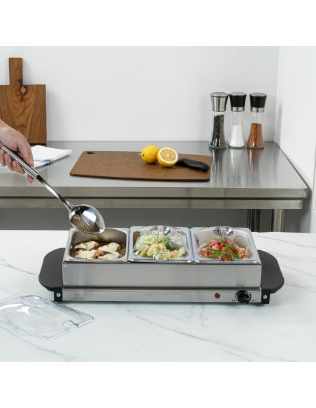 Calentador Eléctrico de Comida Restaurantware con 3 Sartenes