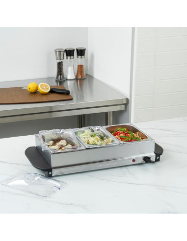 Calentador Eléctrico de Comida Restaurantware con 3 Sartenes