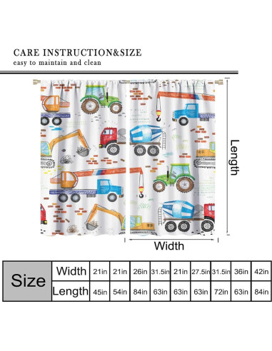 Cortinas Opacas VUMIVI para Niños Camiones 42x113 cm