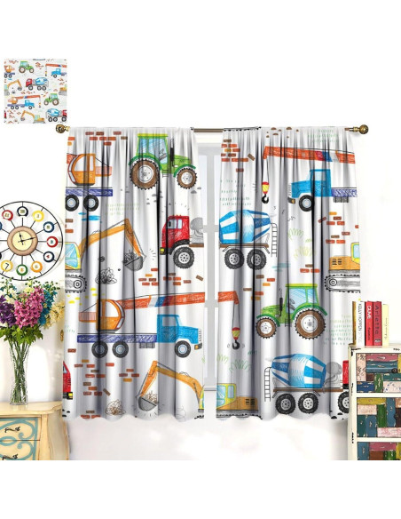 Cortinas Opacas VUMIVI para Niños Camiones 42x113 cm