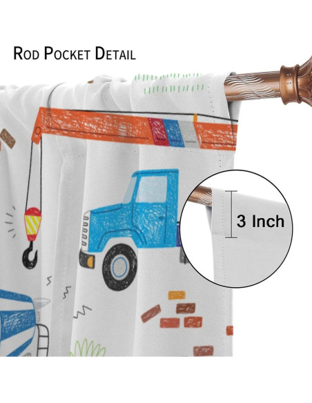 Cortinas Opacas VUMIVI para Niños Camiones 42x113 cm