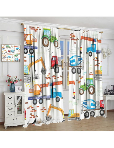 Cortinas Opacas VUMIVI para Niños Camiones 42x113 cm