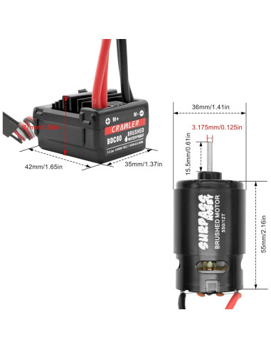 Motor 550 12T y ESC 80A OGRC para Camiones RC 1/10