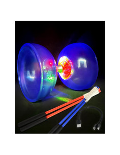 Diábolo LED Recargable Sporty Play Azul con Palos y Cuerda