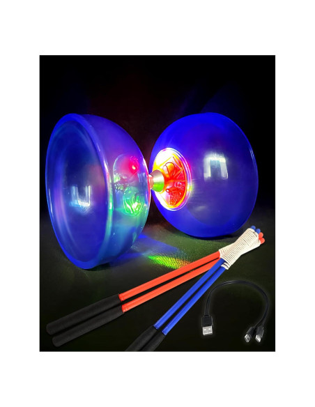 Diábolo LED Recargable Sporty Play Azul con Palos y Cuerda