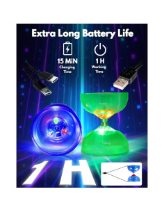 Diábolo LED Recargable Sporty Play Azul con Palos y Cuerda 2