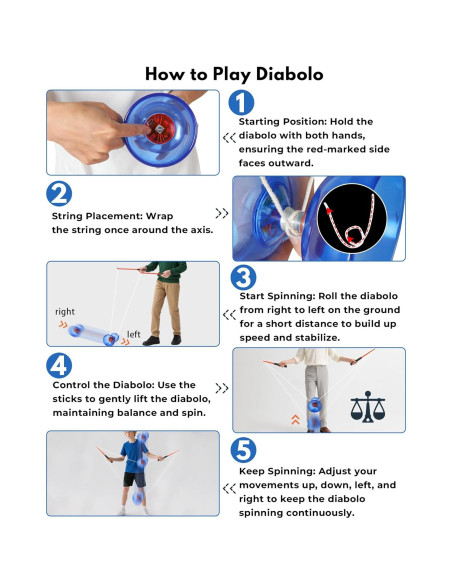 Diábolo LED Recargable Sporty Play Azul con Palos y Cuerda