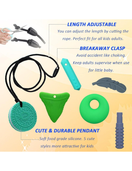 Collares Masticables Sensoriales LeeYean - Pack de 6 Silicona