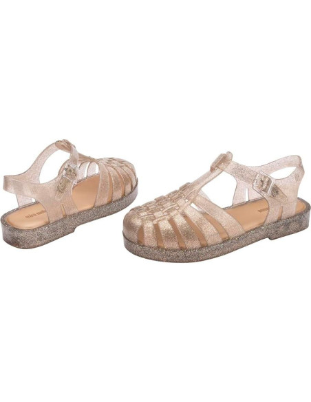 Sandalia de Gel Mini Melissa Posesión Niña 5 Beige Brillo
