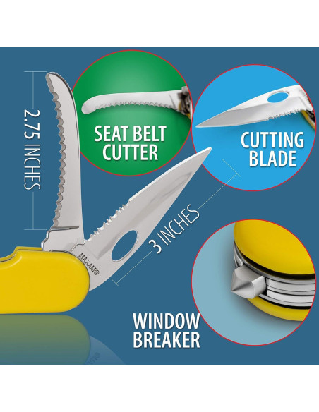 Herramienta de Rescate Maxam con Cuchillo, Rompe Cristales y Cortador