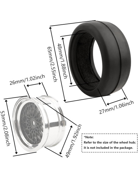 Paquete de 4 Neumáticos Slick GDOOL 65mm para RC 1/10