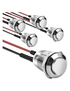 Interruptor de Botón Momentáneo Dirvcp IP66 5 Pcs Plateado