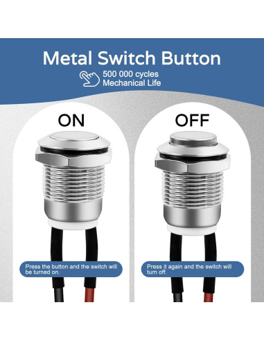 Interruptor de Botón Momentáneo Dirvcp IP66 5 Pcs Plateado