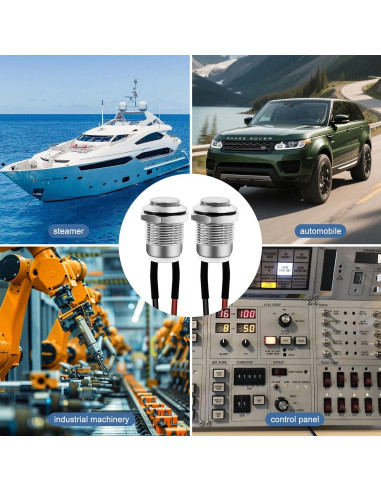 Interruptor de Botón Momentáneo Dirvcp IP66 5 Pcs Plateado