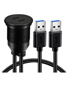 Cable de Montaje en Panel USB 3.0 BATIGE 0.91m 2 Puertos Tipo C