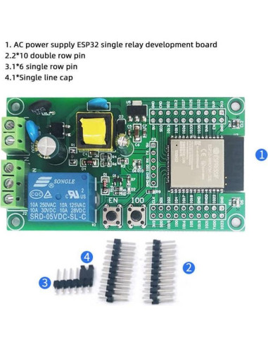 Placa de Desarrollo Relé Único ESP32 Genérico 90-250V WiFi