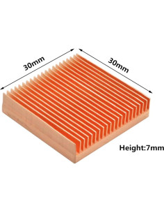 Disipador de Calor de Cobre Puro Cooltex 30x30x7mm 2 Pcs 2