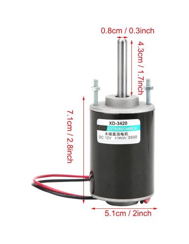 Motor DC 30W XD-3420 12V 3500RPM Bajo Ruido