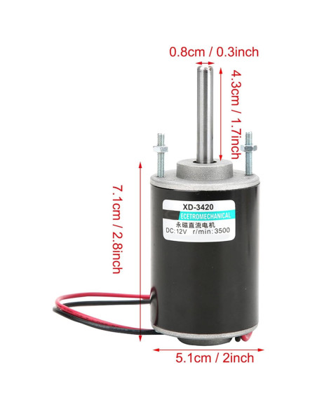 Motor DC 30W XD-3420 12V 3500RPM Bajo Ruido