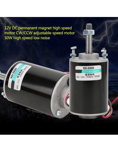 Motor DC 30W XD-3420 12V 3500RPM Bajo Ruido