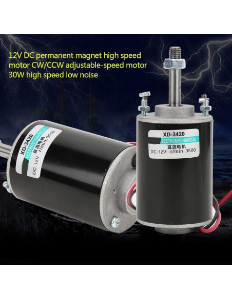 Motor DC 30W XD-3420 12V 3500RPM Bajo Ruido