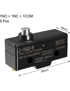 Micro Interruptor uxcell Z-15GD-B 1NO 1NC 15A IP62 5PCS 2