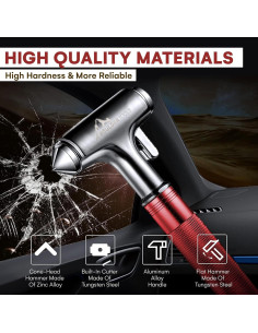 Martillo de Seguridad Boulder Tools - Rompe Ventanas y Cortador de Cinturón - Emergencia Coche 2