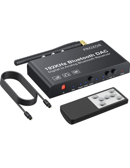 Convertidor DAC PROZOR Bluetooth 5.0 192kHz RCA 3.5mm