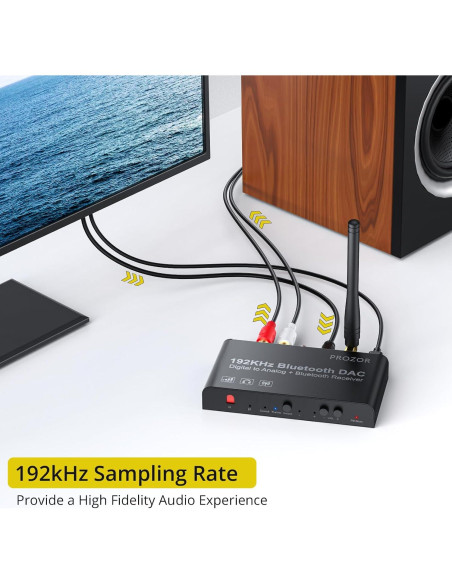 Convertidor DAC PROZOR Bluetooth 5.0 192kHz RCA 3.5mm